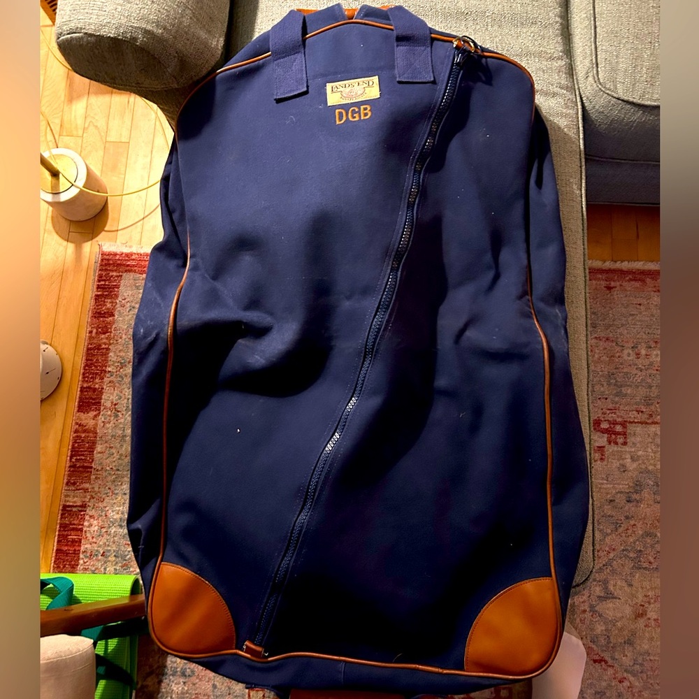 Vintage Lands End Canvas Leather Garment Bag